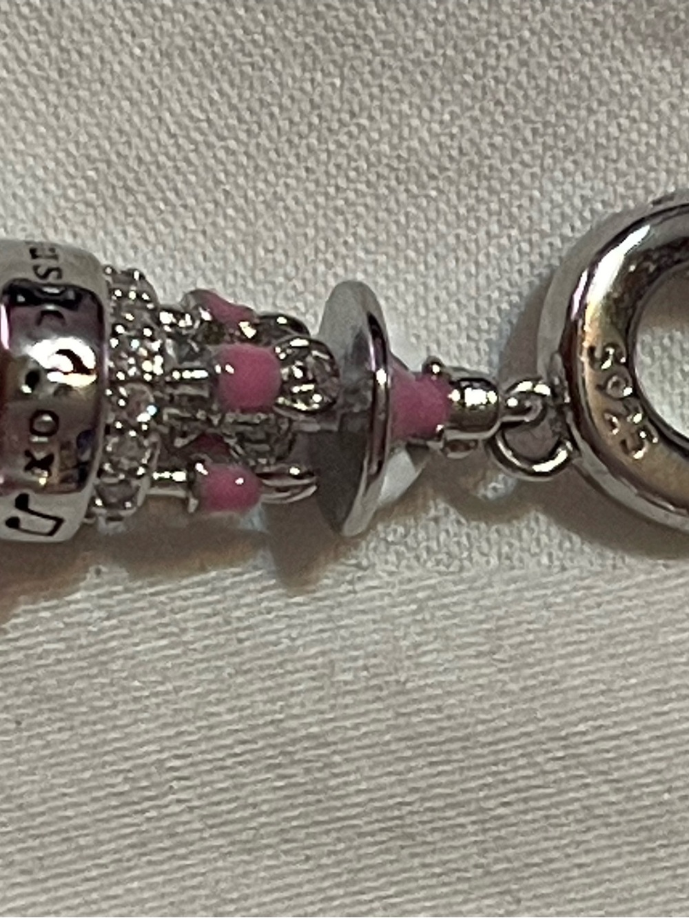 925 Sterling Silver Carousel Charm with Pink Enamel Accents - Picture 6 of 9